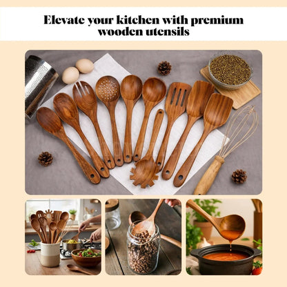 Wooden Spoons, 10 pcs Wooden Utensils for Cooking